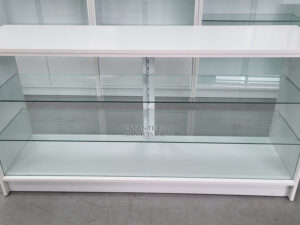 Mostrador Recto con Vitrina Completa Tapa madera